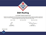 D & H Roofing GAF certification